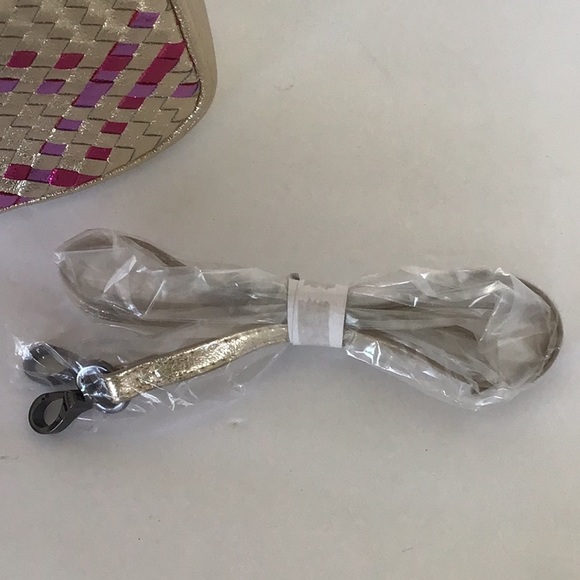 VTG NEIMAN MARCUS GOLD PINK LEATHER WOVEN CROSSBODY CONVERTIBLE CLUTCH B… - Picture 14 of 16